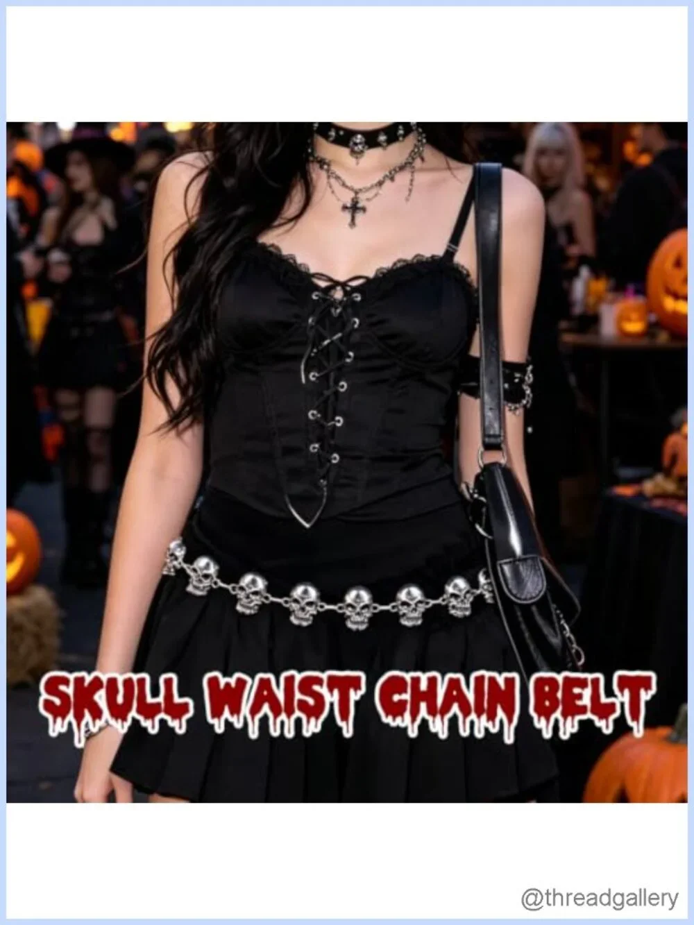 Skull Belly Chain Metal Waist Belt Punk Gothic Body Chain for Outfit